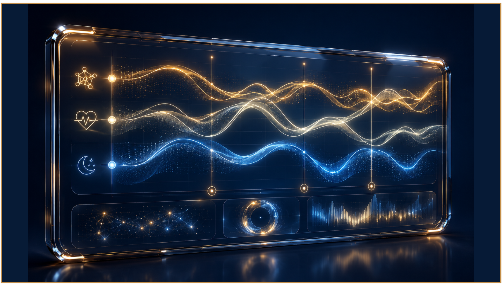 Holografisches Dashboard mit Vital- und Hormondaten