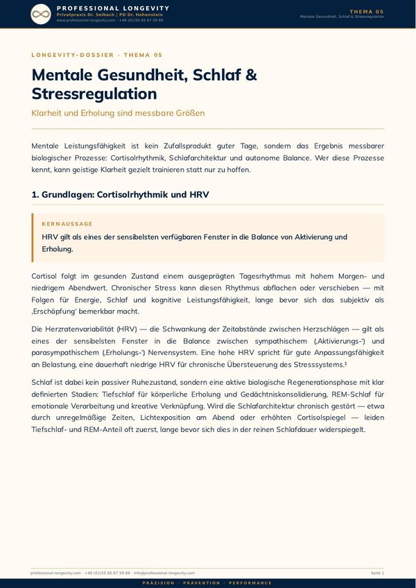 Titelseite des Longevity-Dossiers, Thema 05: Mentale Gesundheit