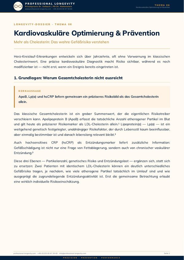 Titelseite des Longevity-Dossiers, Thema 06: Kardiovaskulär