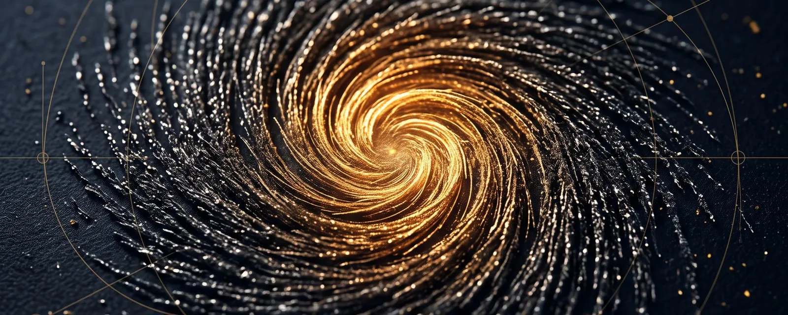 Eisenspäne in einem Spiralmuster mit glühender Mitte
